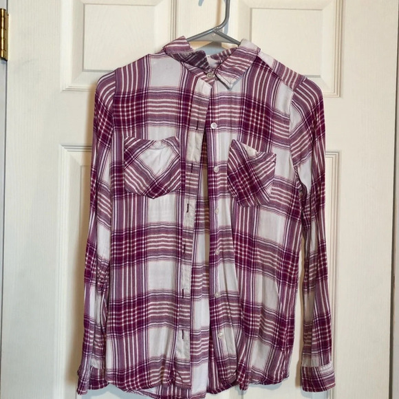 SO Tops - So Lightweight Flannel Pink White Cream Women’s Small GUC